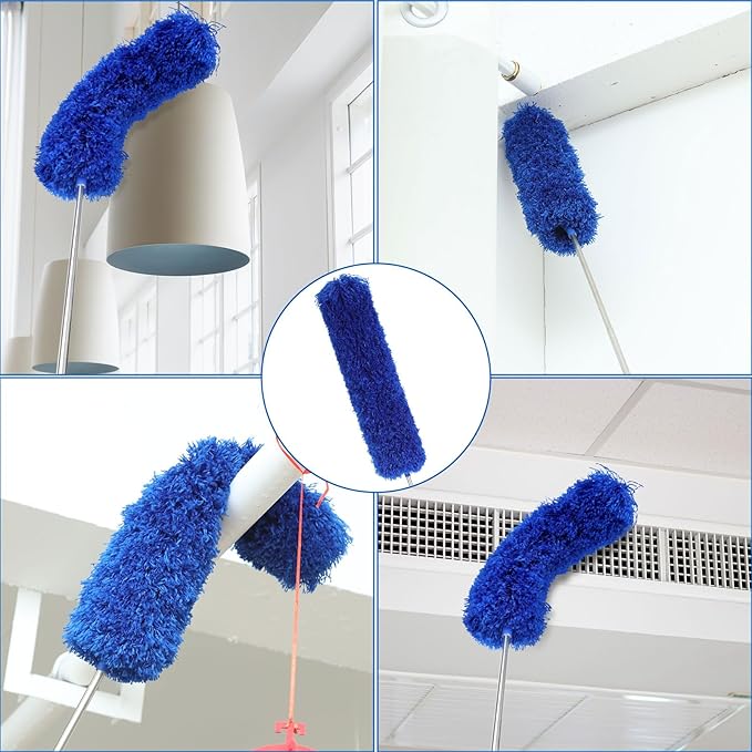 ZZ LAZYCOTTAGE 10 PCS Microfiber Cobweb Duster with Extension Pole (100 Inch Telescoping), Washable Dusters for Cleaning, Multifunctional Bendable Feather Duster for Ceiling Fan, Blind, High Ceiling