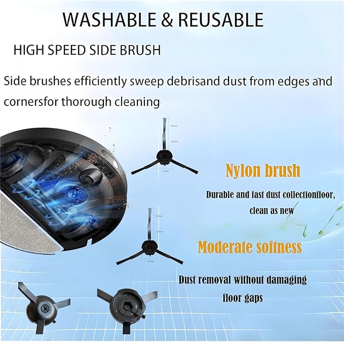 Replacement Parts Accessories for Tapo RV30 Max Plus / RV30 Max / RV20 Max Plus/RV20 Max Robot Vacuum,parts Include 1 Main Brushes 4 Side Brushes 3 Mop Pads 3 Filters 3 Dust Bags Attachments