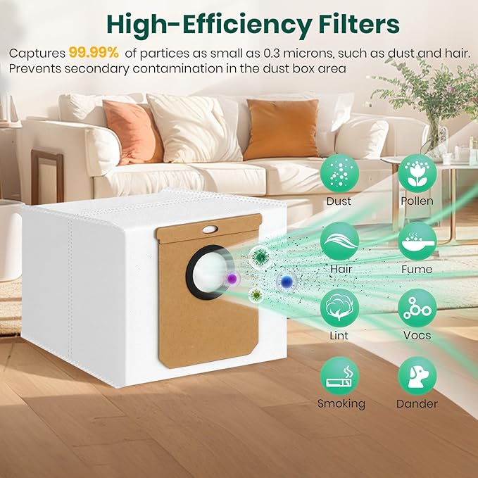14 Pack Vacuum Bags for Eufy L60, L60 Hybrid, L50 Series Robot Vacuum, Large Capacity Disposable Replacement Dust Bags, Up to 60 Days Hands Free Cleaning