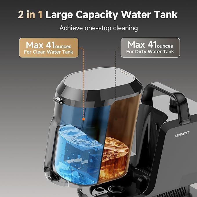 Uwant Carpet Cleaner Machine with Steam&Hot&Cold Water System 18Kpa Powerful Suction Upholstery Cleaner Machine with Pet Pro Cleaner for Pets, Carpet Steam Cleaner with Specialty Tools for Cars