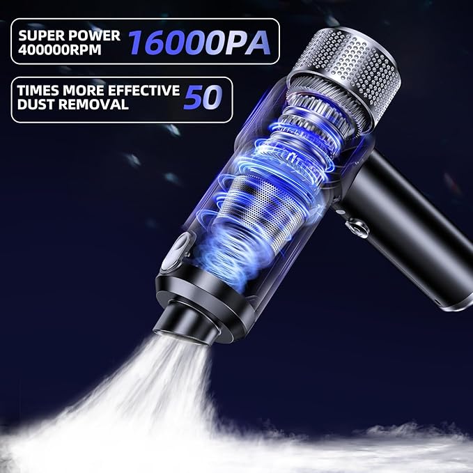 Vacuums, Handheld Vacuum Cordless - 2-in-1 Car Vacuum Suction & Blowing Function, 16000PA Car Vacuum Portable, Multi-Nozzles, Ideal for Pet Hair, Dust