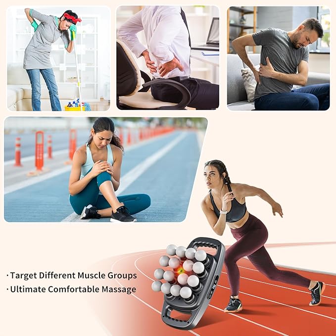 16 Head Massage Gun, Deep Tissue Percussion Massager with 30 Intensity Levels & 3 Smart Modes, Quiet Electric Muscle Massage for Back Neck Shoulder Leg, Handheld Percussion Therapy for Pain Relief