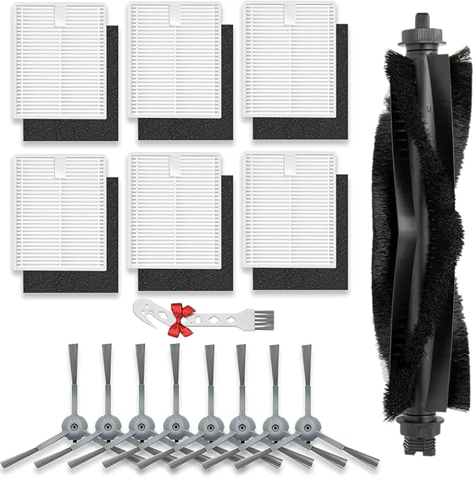 Pymin 16 Pack Replacement Accessories kit Compatible with eufy L60/ L60 SES/ L50/ L50 SES Robot Vacuum Replacement Parts (1 Pack Roller Brush+6 Pack Filter & Sponge+8 Pack Side Brush+1 Cleaning Brush)