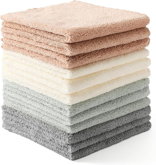 12 Pack Cleaning Cloth,Ultra Soft Absorbent Quick Drying Microfiber Cleaning rags,No scratches,Reusable,Washable,Lint Free Cleaning Towels for Kitchen,Window,Glass,car,11.8"×11.8",(Multicolor)
