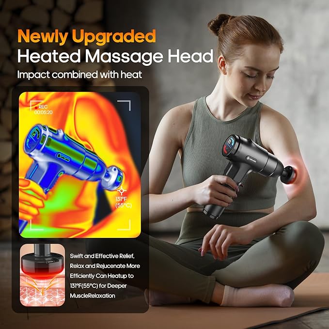 AERLANG Massage Gun, Handheld Electric Deep Tissue Massager Muscle Massager, Portable Percussion Massage Gun 20 Speeds& 6 Massage Heads and Carrying Case Birthday Gifts for Women Men Mom Dad