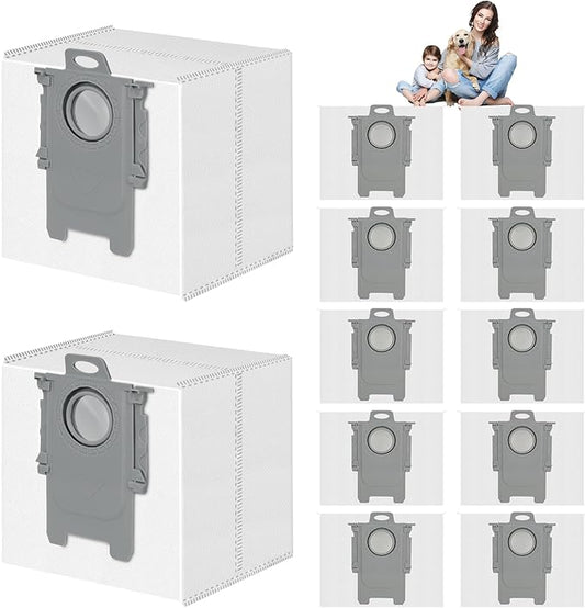 12-Pack Q10 Q7 Q5 Dust Bag for Roborock Q10 S5+, Q7 M5+, Q10 X5+, Q5 Max+, Q8 Max+, S8+, S8 Pro Ultra, Q7 Max+/Max, S7 Pro Ultra, Q5+, S7 MaxV Ultra Robot Vacuum, 3.6L Large Capacity Disposable Bag