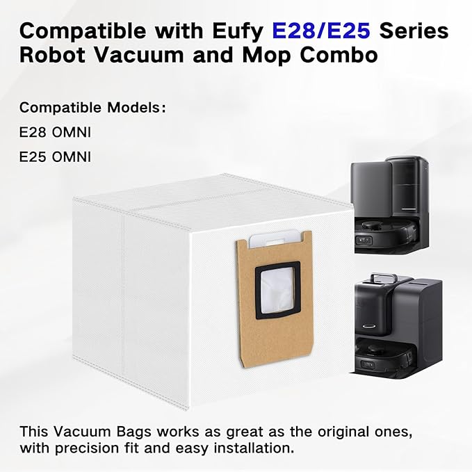 12 Pack Dust Bags Compatible with Eufy E28 OMNI, E25 OMNI, C28 OMNI Robot Vacuum, 4-Layer Replacement Disposable Bags, 3L Large Capacity