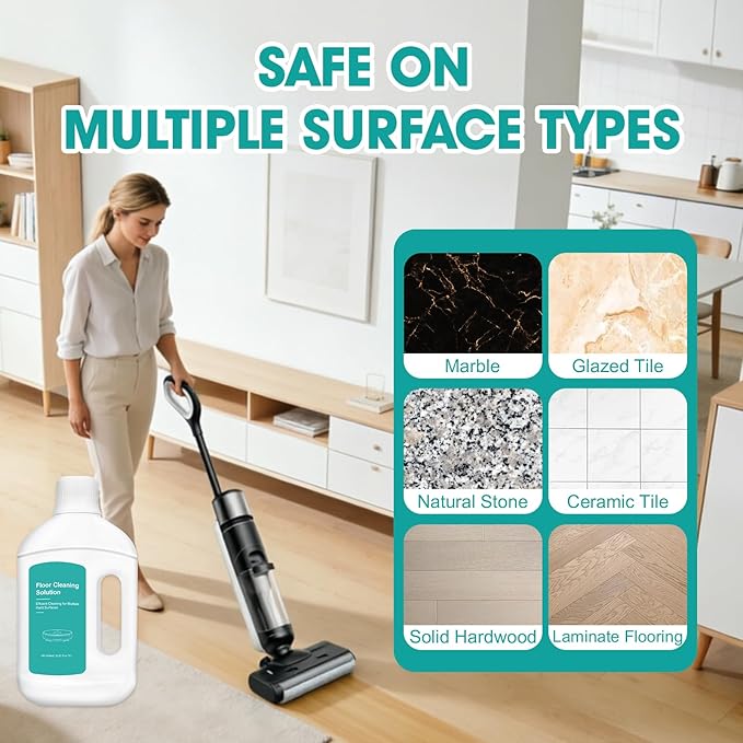 Floor Cleaning Solution Compatible with Dreame Cleaning Solution, for All Robot Vacuums & Wireless Wet/Dry Mops, Multi-Surface Detergent Refill for Hardwood, Tile & Laminate – Residue & Streak Free