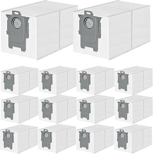 14 Pack Dust Bags for Roborock QV 35A/Qrevo S5V/Saros 10R/Qrevo Edge S5A/Qrevo CurvX/2 Flow/S5X/Pro/Plus/S8 MaxV Ultra/QX Revo Ultra Robot Vacuum Cleaner, 3L Large Capacity Disposable Bags Replacement