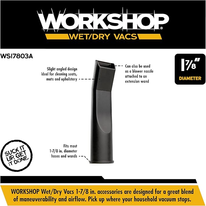 WORKSHOP Wet/Dry Vacs Shop Vacuum Accessories WS17803A Car Nozzle Attachment for Wet Dry Vacuum Cleaners, Fits 1-7/8-inch Extension Wands and Hoses