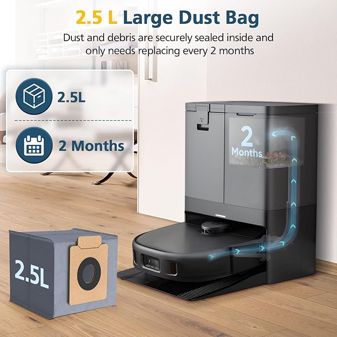 12 Pack X10 Dust Bag, Fit for Eufy X10 Pro Omni Robot Vacuum, for Eufy X8 Pro Robot Vacuum Self-Empty Station, 5-Layer Filtration System Large Capacity for Eufy X10 Dust Bags