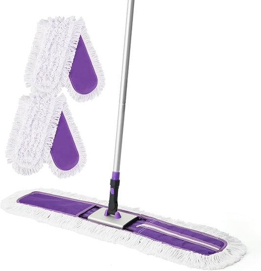 Yocada 36 inch Commercial Dust Mop Industrial Floor Mop for Cleaning Office Garage Hardwood Warehouse Factory Mall Deck 59 Inch Long Total 2 Pads