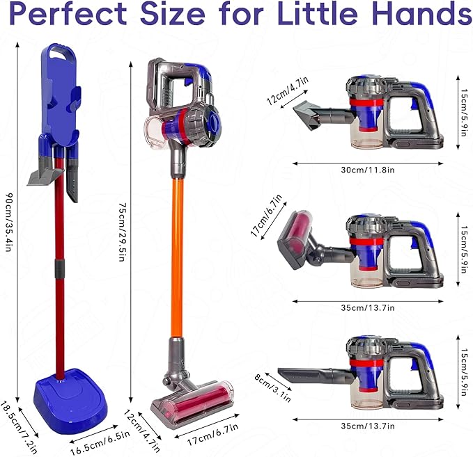 VARANO 3-in-1 Kids Vacuum That Really Works, Toddler Toy Vacuum Cleaning Toys for Kids Aged 3+, Fun Working Play Vacuum Cleaner with Working Suction for Realistic Pretend Play