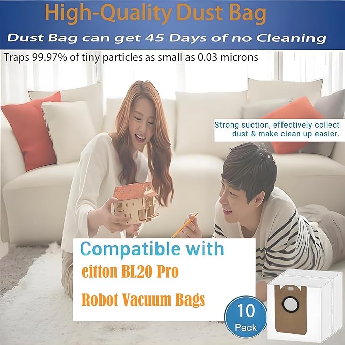 Replacement Dust Bags Compatible With eitton BL20 Pro Robot Vacuum Cleaner, Parts, Accessories