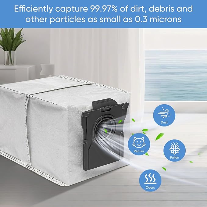 15 Pack Vacuum Bags Replacement for Dreame X50 Ultra/X40 Ultra/X30 Ultra/L50 Ultra/L40 Ultra/L10s Ultra Gen 2/L10s Pro Ultra Robot Vacuum Cleaner,3.2L Large Capacity Dust Bag Accessories