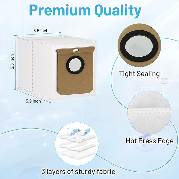 14 Pack L60 SES Replacement Vacuum Dust Bags Compatible with Eufy L60/L50 Series Robot Vacuum with Self Empty Station, 2.5L Replacement Bags for Eufy L60 Robot Vac-uum