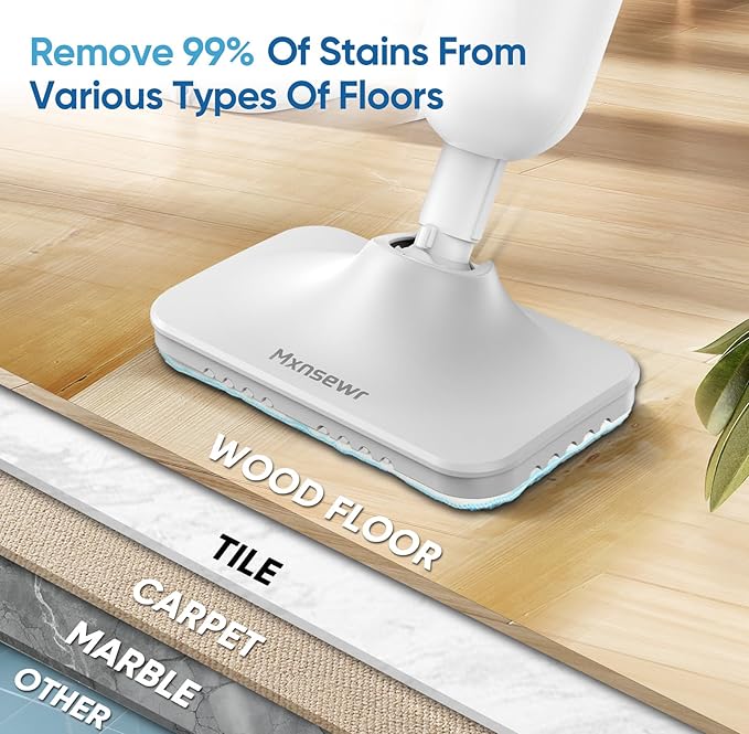 Steam Mop All-in-one Multi-Functional Powerful Steam Cleaner, Handheld Detachable Floor Steamer with 2 Steam Level, 380ML Water Tank & 23FT Power Cord for Whole Home Use