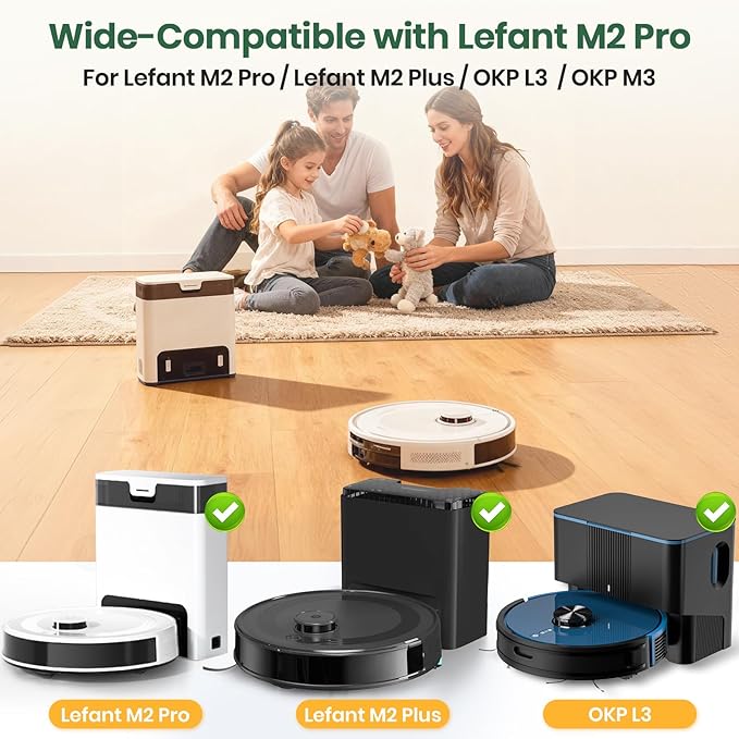 16 Pack M2 Plus Dust Bags Compatible with Lefant M2 Pro M2S Pro M2 Plus Robot Vacuum Bags 2.6L Large Capacity Heavy Duty Bags for Home Vacuum