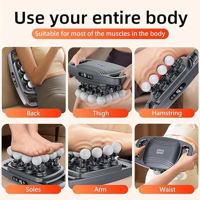 16 Head Massage Gun, Deep Tissue Percussion Massager with 30 Intensity Levels & 3 Smart Modes, Quiet Electric Muscle Massage for Back Neck Shoulder Leg, Handheld Percussion Therapy for Pain Relief