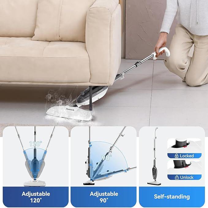 Steam Mop - All-in-one Powerful Handheld Steam Cleaner Detachable Handheld Steam Cleaner for Home, Multipurpose Steamer for Hardwood Floors, Clothes,Windows,Tiles,Carpet, Whole Home Use(Gray)