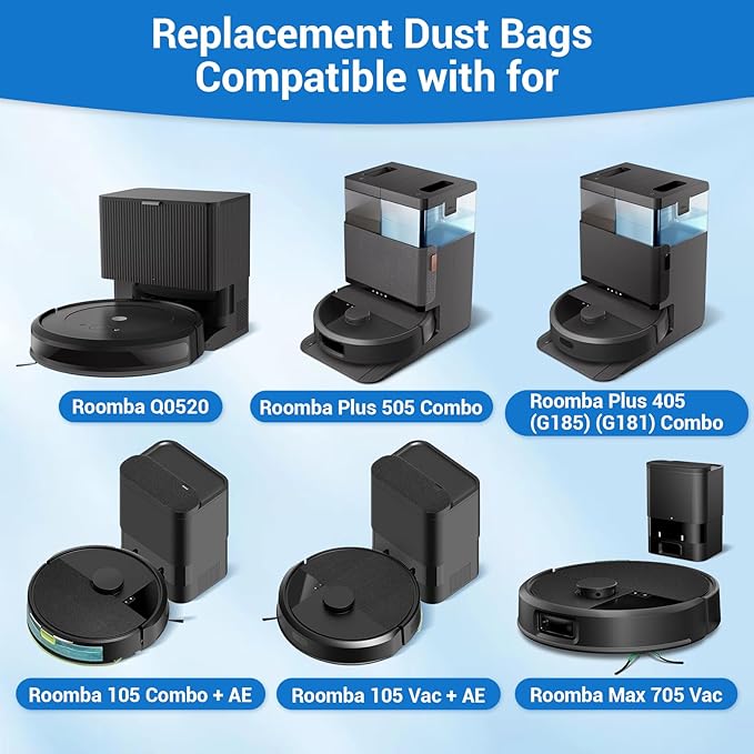 14-Pack Replacement Dust Bags for iRobot Roomba 105 Vac/ 104/105 Combo, Max 705 Vac/Plus 405 (G181) (G185)/ 505 Combo/Plus 504 Vac, Q0520 Essential Robot Vacuum Bags