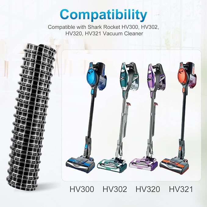 Vacuum Replacement Parts Compatible with Shark Rocket Vacuum Cleaner Models HV300, HV302, HV320, HV321, Lower Nozzle Rocket Hose Replacement, 6" x 1.25" ID (2 Pack)