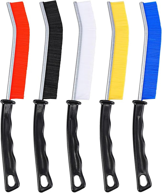 [5 Pack] Crevice Cleaning Brush, Hard Bristle Grout Cleaner Brush, Ultra-Thin Gap Cleaning Tool, Window Track Cleaner with Anti-Slip Handle, Deep Reach Scrub Brush for Bathroom Kitchen
