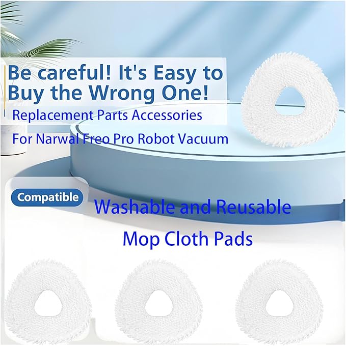 Replacement Accessories kit For Narwal Freo Pro Robot Vacuum Cleaner, pats 1 Main Brush,4 Mop Pads,4 Side Brushes, 2 Hepa Filters,2 Dust Bags Spare Attachments