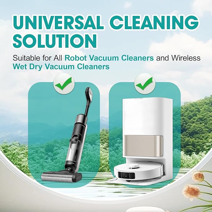 Floor Cleaning Solution Compatible with Dreame Cleaning Solution, for All Robot Vacuums & Wireless Wet/Dry Mops, Multi-Surface Detergent Refill for Hardwood, Tile & Laminate – Residue & Streak Free