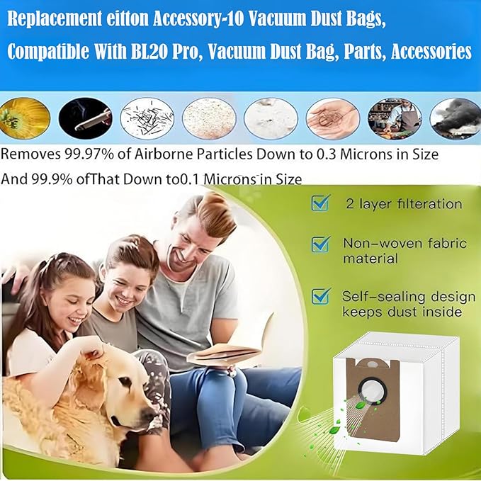 Replacement Dust Bags Compatible With eitton BL20 Pro Robot Vacuum Cleaner, Parts, Accessories