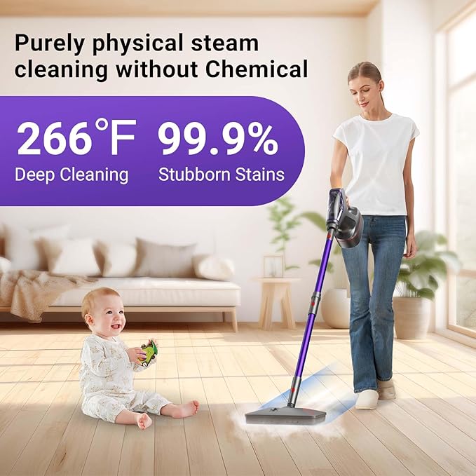 WVSAW Heavy Duty Power Steamer 3-in-1 Steam Mop and Handheld Steam Cleaner for Home, Garage, Workshop, Hardwood, Tile, Walls, Grout, Windows, Furniture, Deck, with Wall Mount and Cord Storage