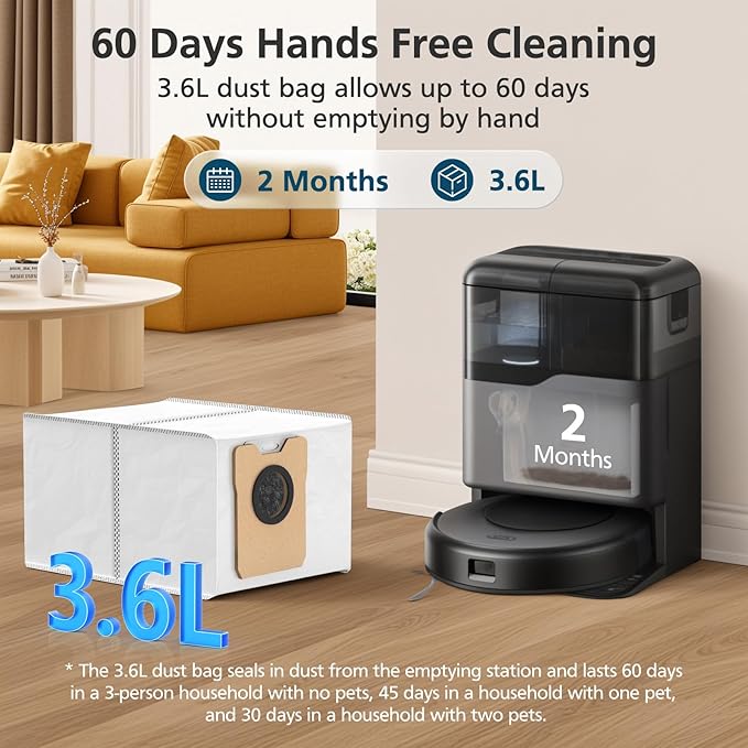18 pcs Dust Bags for eufy Omni C20 C10 Robot Vacuum, 3.6L Large Capacity Replacement Bags with 3-Layer Odorproof & Leakproof Fabric