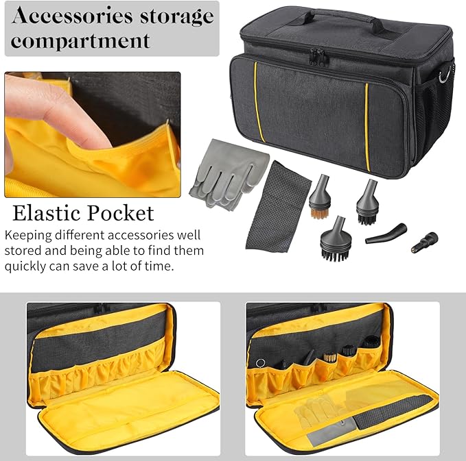 Storage Bag Compatible with Gautye Handheld Steam Cleaner, Carrying Case with Removable Shoulder Strap Portable Steam Cleaner Storage Organizer with Extra Pockets, Bag Only