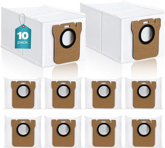 10 Pack Vacuum Bags Compatible with Dreametech L10s Ultra / L10 Ultra, for Dreame L20 Ultra Robot Vacuum, 3L Auto-Seal Dust Bag Replacement for Pet Hair & Daily Dirt, Multi-Layer Filtration