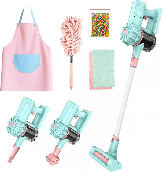 SMILESSKIDDO Kids Vacuum that Really Works - Toy Vacuum with Real Suction, Working Sound, Ball Popping Action & 5PCS Cleaning Toy Set Accessories, Housekeeping Toys Gifts for Toddler Girls & Boys
