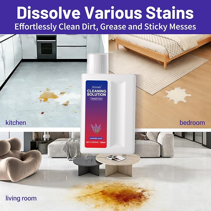 Multi-Surface Floor Cleaning Solution Compatible with Dreame Cleaning Solution, Lavender Scent, Deep Clean, Suitable for All Mopping Robot Vacuums and Cordless Wet/Dry Mops (500 ml)