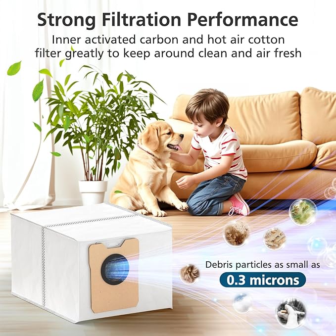 18 pcs Dust Bags for eufy Omni C20 C10 Robot Vacuum, 3.6L Large Capacity Replacement Bags with 3-Layer Odorproof & Leakproof Fabric