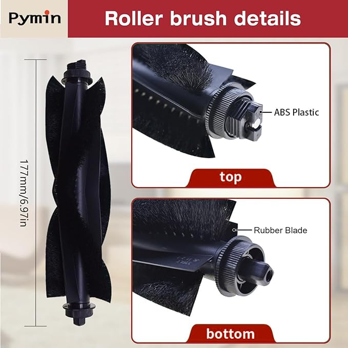 Pymin 16 Pack Replacement Accessories kit Compatible with eufy L60/ L60 SES/ L50/ L50 SES Robot Vacuum Replacement Parts (1 Pack Roller Brush+6 Pack Filter & Sponge+8 Pack Side Brush+1 Cleaning Brush)