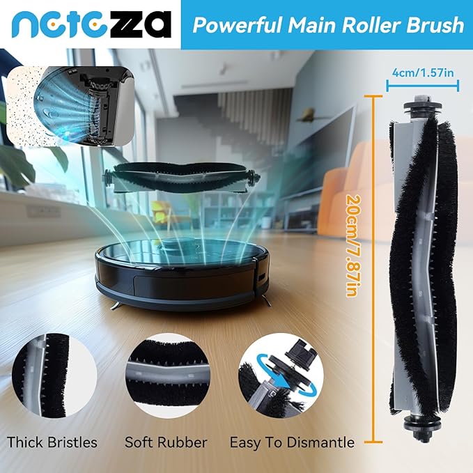 Netezza T20 Accessories Replacement Compatible with Airrobo T20+ Robot Vacuum Cleaner, 1 Main Brush, 2 HEPA Filters, 4 Dust Bags, 4 Mop Pads, 4 Side Brushes, T20+ Replacement Parts