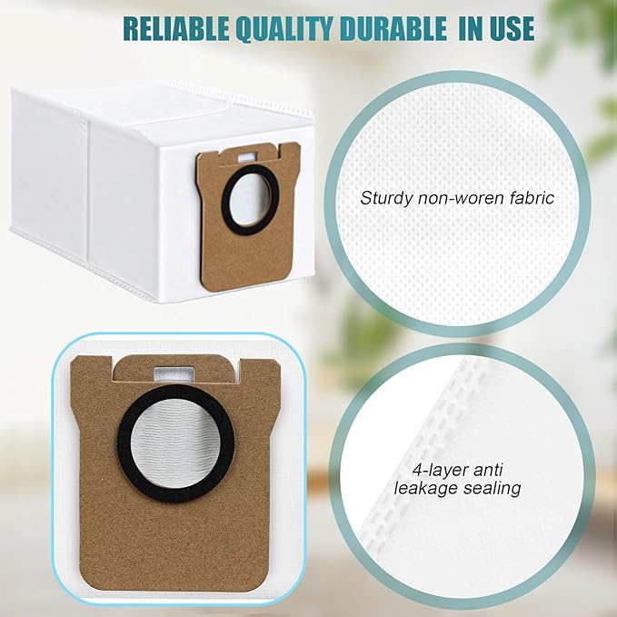10 Pack Vacuum Bags Compatible with Dreametech L10s Ultra / L10 Ultra, for Dreame L20 Ultra Robot Vacuum, 3L Auto-Seal Dust Bag Replacement for Pet Hair & Daily Dirt, Multi-Layer Filtration