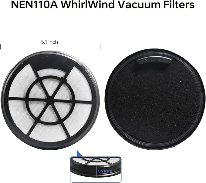 NEN110A/NEN110B/NEN110D Vacuum Filter for Eureka, Compatible with Eureka WhirlWind Bagless Canister Vacuum Cleaner, 6 Pack Inlet Frame and Sponge Filter