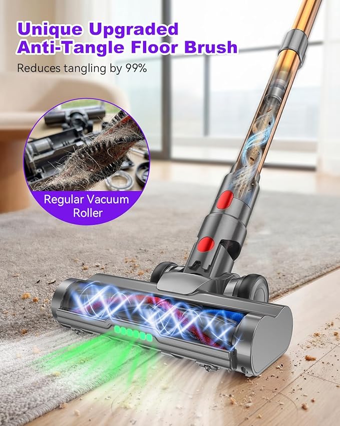 YU7 Max Cordless Vacuum Cleaner 600W 75Min 55kPa Powerful Suction Stick Vacuum, Anti-Tangle, Touch Screen, Self-Standing Lightweight Wireless Vac for Home Pet Hair Carpet Hard Floors