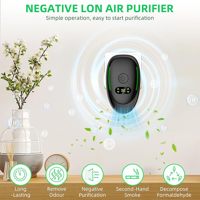 2026 New Air Ionizers Purifier for Home Dust Mites Ionic Air Purifier Plug In, Office Air Purifier Odor Eliminator with Negative Ion Generator, Quiet Small Air Freshener for Bedroom,Kitchen,Smoke(8)