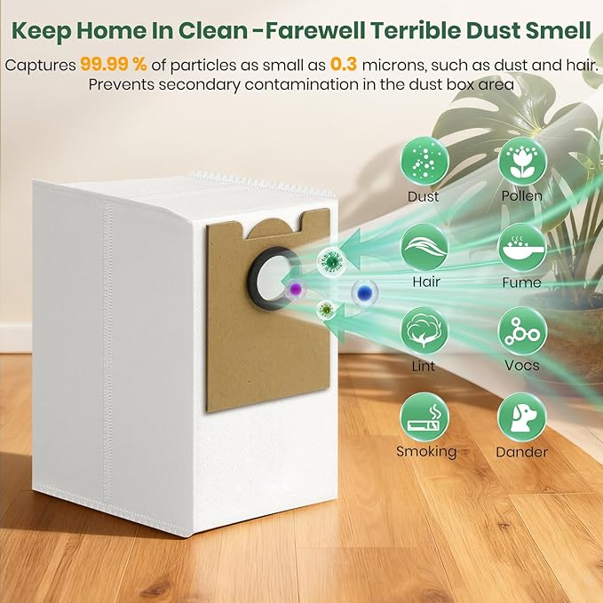 16 Pack M2 Plus Dust Bags Compatible with Lefant M2 Pro M2S Pro M2 Plus Robot Vacuum Bags 2.6L Large Capacity Heavy Duty Bags for Home Vacuum