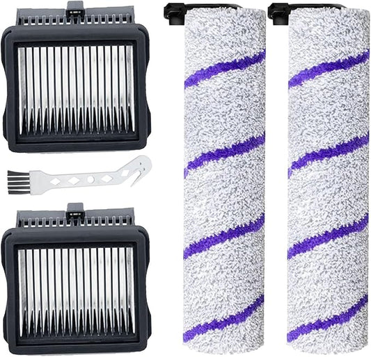 Replacement Accessories Kit for Narwal S10 Pro Wet Dry Robot Vacuum Cleaner, Parts 2 Main Brush 2 HEPA Filters Spare