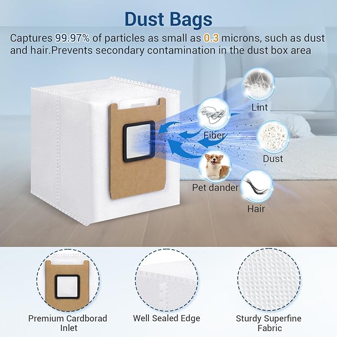 20 Pack Accessories Kit,Compatible with Eufy E25 Omni/E28 Omni Robot Vacuum,2 Main Brush 4 Hepa Filters 6 Side Brushes 1 Brush Mops 6 Vacuum Bags,E25 Omni Replacement Parts（New）