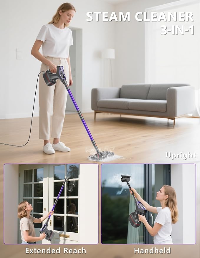 Steam Mop for Floor Cleaning, Heavy Duty All-in-One Steam Cleaner for Home with Detachable Handheld Steamer, for Hardwood, Tile, Walls, Grout, Windows, Furniture and Decks