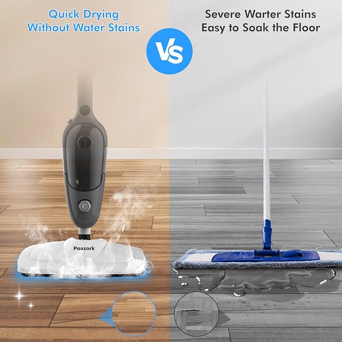 Steam Mop - All-in-one Powerful Handheld Steam Cleaner Detachable Handheld Steam Cleaner for Home, Multipurpose Steamer for Hardwood Floors, Clothes,Windows,Tiles,Carpet, Whole Home Use(Gray)