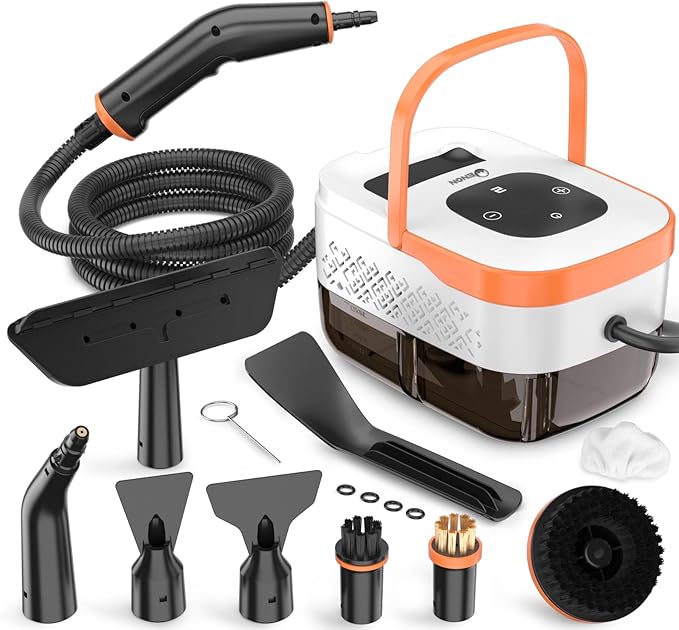 Steam Cleaner，2500W Portable Handheld Steamer- 6-Level Adjustable Steamer with 15S Heat-Up, Large Water Tank & 17-Piece Accessory Kit - Deep Clean Grease, Grout, Tile, Floors