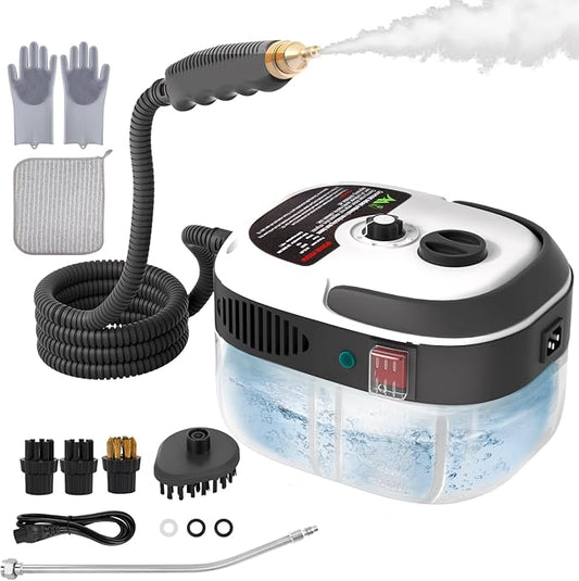 STRCEAT Handheld Pressurized Steam Cleaner,2500W Handheld High Temp Portable Cleaning Machine, Cleaning for Couch, Auto, Floor and More (White)